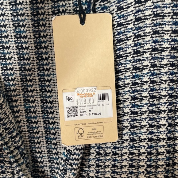 Scotch & Soda Amsterdam NWT Mens Knit Cardigan Size M Blue White Button Front - Picture 6 of 16